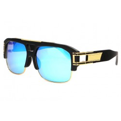 Grosses lunettes soleil miroir bleu Tendance Krak