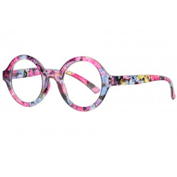 Grosses lunettes loupe rondes femme fleurs roses Circy Lunette Loupe New Time