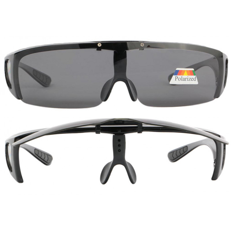 Lunettes de soleil Sur-lunettes AD SOL FIT OVER 208083, sur-lunettes Noir  Brillant, verre Gris, polarisées et relevable